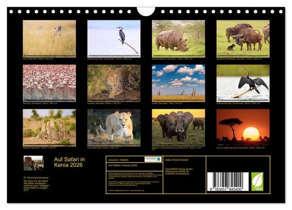Produktbild: Auf Safari in Kenia 2026 (Wandkalender 2026 DIN A4 quer), CALVENDO Monatskalender