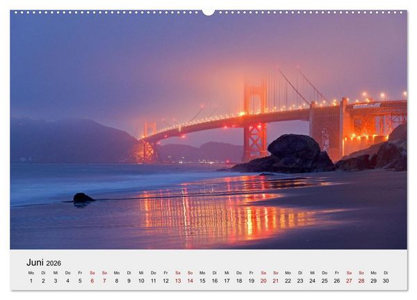 Produktbild: Kalifornien - K&uuml;sten und W&uuml;sten, St&auml;dte und Berge (Wandkalender 2026 DIN A2 quer), CALVENDO Monatskalender
