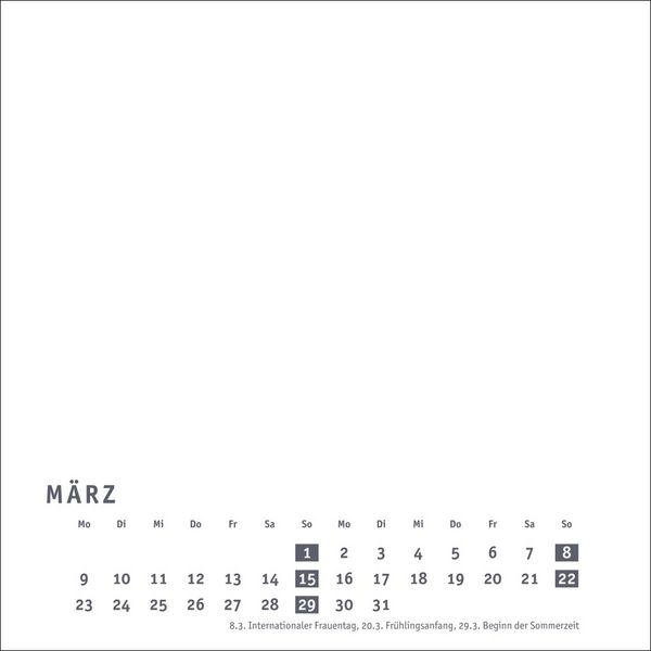 Produktbild: Premium-Bastelkalender weiß klein 2026