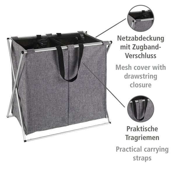 Produktbild: W&auml;schesammler Mod. Duo Grau meliert, Fassungsverm&ouml;gen: 120 Liter