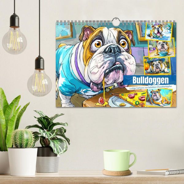 Produktbild: Bulldoggen. Lustige Cartoons von beliebten Charakterk&ouml;pfen (Wandkalender 2026 DIN A4 quer), CALVENDO Monatskalender