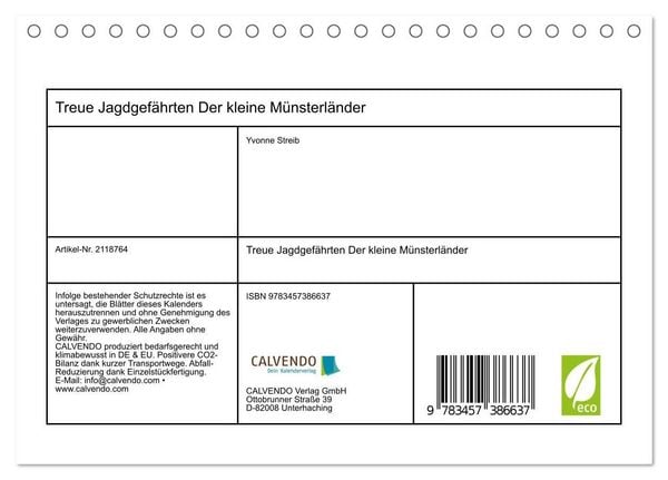 Produktbild: Treue Jagdgef&auml;hrten Der kleine M&uuml;nsterl&auml;nder (Tischkalender 2026 DIN A5 quer), CALVENDO Monatskalender