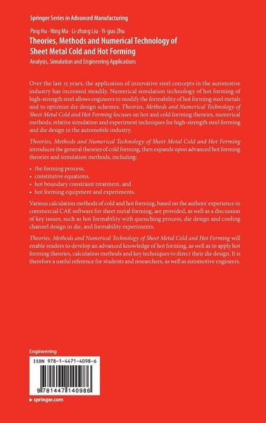 Produktbild: Theories, Methods and Numerical Technology of Sheet Metal Cold and Hot Forming