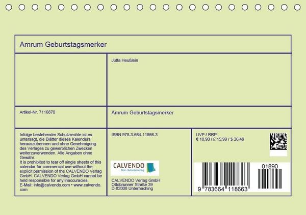 Produktbild: Amrum Geburtstagsmerker (Tischkalender immerw&auml;hrend DIN A5 quer)