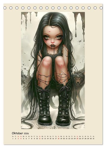 Produktbild: Gothic-Girls. Bizzare Comic-Art (Tischkalender 2026 DIN A5 hoch), CALVENDO Monatskalender