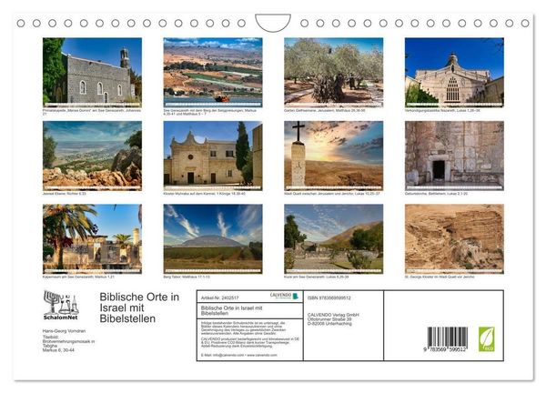 Produktbild: Biblische Orte in Israel mit Bibelstellen (Wandkalender 2027 DIN A4 quer), CALVENDO Monatskalender