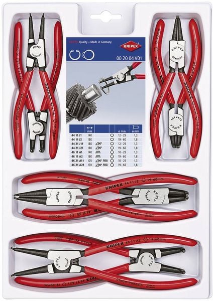 Produktbild: Knipex 00 20 04 V01 Seegeringzangen-Set Passend f&uuml;r (Seegeringzangen) Au&szlig;en- und Innenringe 19-60 mm, 12-25mm 10-25 mm, 19-60mm