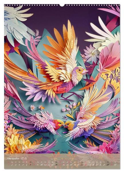 Produktbild: Papierv&ouml;gel - Digitale Kunst (Wandkalender 2026 DIN A2 hoch), CALVENDO Monatskalender
