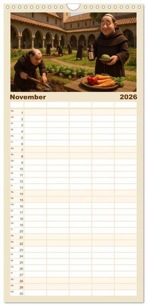 Produktbild: Familienplaner 2026 - Im Mittelalter handgemacht mit 5 Spalten (Wandkalender, 21 x 45 cm) CALVENDO