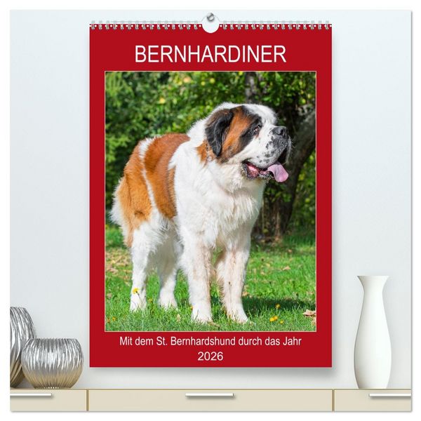 Produktbild: Bernhardiner - Mit dem St. Bernhardshund durch das Jahr (hochwertiger Premium Wandkalender 2026 DIN A2 hoch), Kunstdruck in Hochglanz
