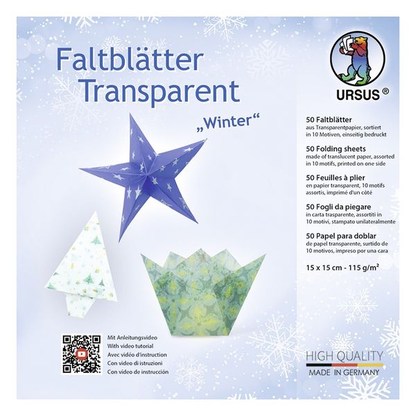 Produktbild: URSUS Faltbl&auml;tter Faltbl&auml;tter Transparent Winter, 15 x 15 cm, 50 Blatt
