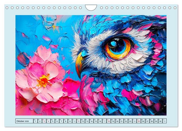 Produktbild: Eulen. Entz&uuml;ckende Paintings (Wandkalender 2026 DIN A4 quer), CALVENDO Monatskalender