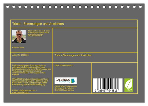 Produktbild: Triest - Stimmungen und Ansichten (Tischkalender 2026 DIN A5 quer), CALVENDO Monatskalender