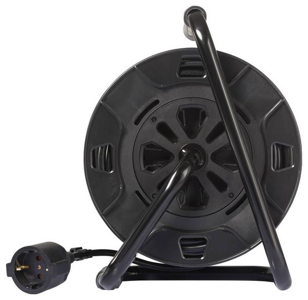 Produktbild: Sygonix SY-6618486 Kabeltrommel 30m Schwarz Schutzkontakt-Stecker
