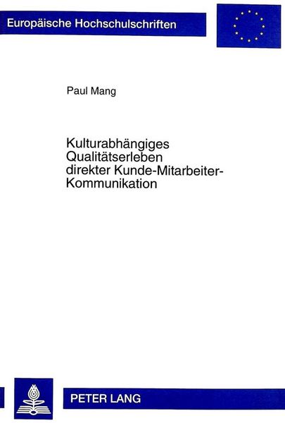 Produktbild: Kulturabh&auml;ngiges Qualit&auml;tserleben direkter Kunde-Mitarbeiter-Kommunikation