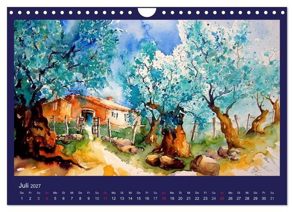 Produktbild: Mallorca Aquarelle (Wandkalender 2027 DIN A4 quer), CALVENDO Monatskalender