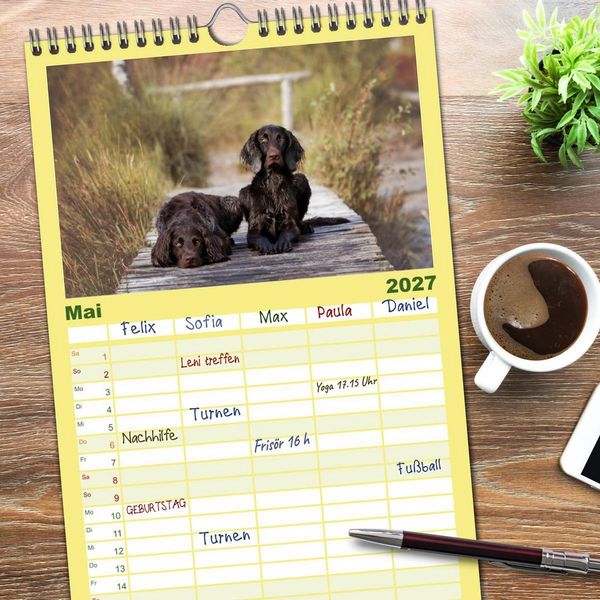 Produktbild: Familienplaner 2027 - Passion Jagdhund - Deutsch Langhaar mit 5 Spalten (Wandkalender, 21 x 45 cm) CALVENDO