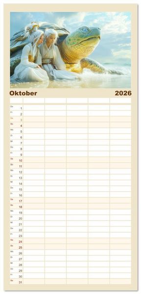Produktbild: Familienplaner 2026 - Willkommen im Fantasieland - M&auml;rchenbilder mit 5 Spalten (Wandkalender, 21 x 45 cm) CALVENDO