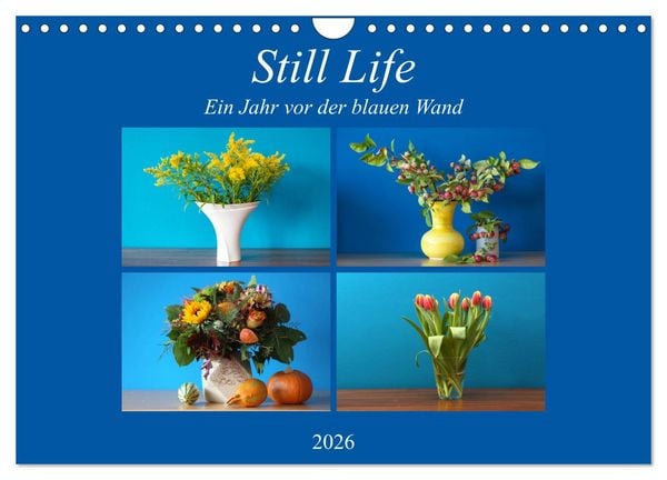 Produktbild: Still Life - Blumen vor der blauen Wand (Wandkalender 2026 DIN A4 quer), CALVENDO Monatskalender