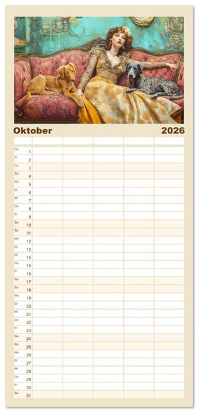 Produktbild: Familienplaner 2026 - Die Epoche Art Nouveau - Mit eleganter Mode mit 5 Spalten (Wandkalender, 21 x 45 cm) CALVENDO