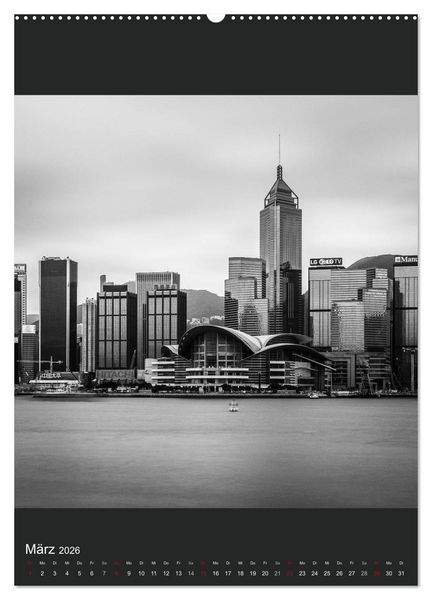 Produktbild: Hongkong schwarzwei&szlig; (hochwertiger Premium Wandkalender 2026 DIN A2 hoch), Kunstdruck in Hochglanz