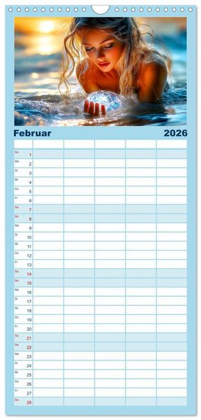 Produktbild: Familienplaner 2026 - Geheimnisvolle Meerjungfrau mit 5 Spalten (Wandkalender, 21 x 45 cm) CALVENDO