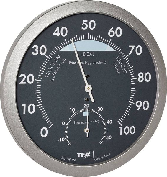 Produktbild: TFA Dostmann 45.2043.51 Thermo-/Hygrometer Anthrazit, Silber 45.2043.51
