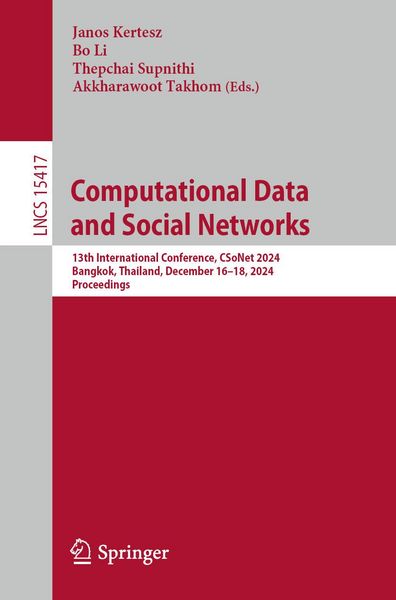 Produktbild: Computational Data and Social Networks