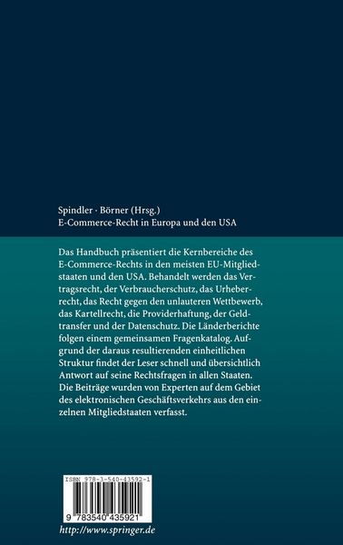 Produktbild: E-Commerce-Recht in Europa und den USA