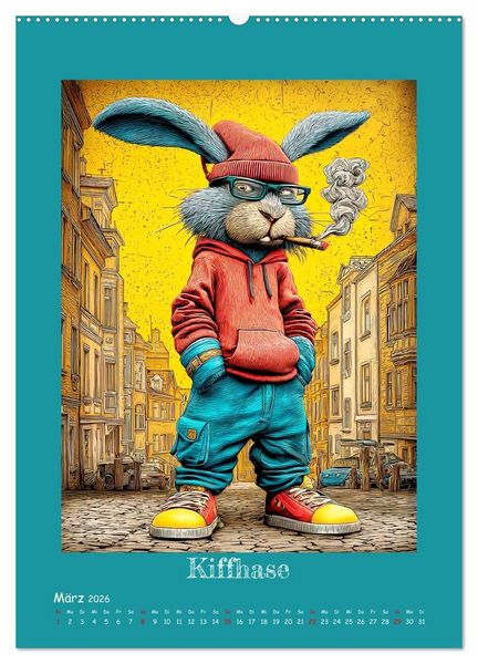 Produktbild: Urban Rabbits. Coole Stadthasen mit Charakter (hochwertiger Premium Wandkalender 2026 DIN A2 hoch), Kunstdruck in Hochglanz