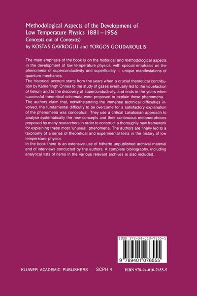 Produktbild: Methodological Aspects of the Development of Low Temperature Physics 1881&ndash;1956