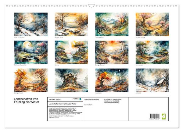 Produktbild: Landschaften Von Fr&uuml;hling bis Winter (Wandkalender 2026 DIN A2 quer), CALVENDO Monatskalender