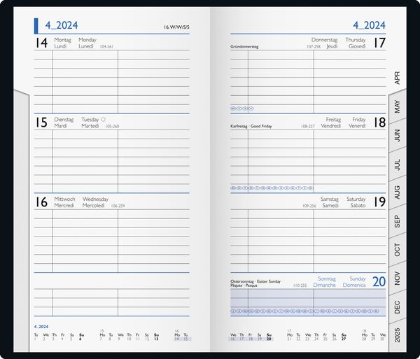 Produktbild: Taschenkalender 9x15cm sw 2S/1W