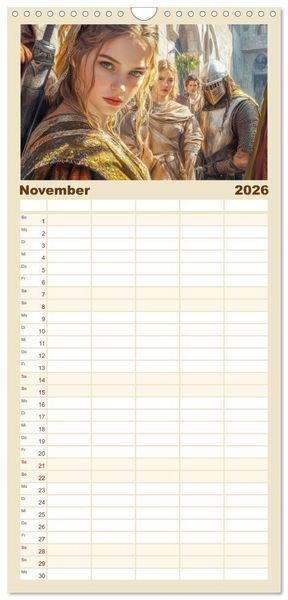 Produktbild: Familienplaner 2026 - Mittelalter - Ein Blick in diese Zeit mit 5 Spalten (Wandkalender, 21 x 45 cm) CALVENDO
