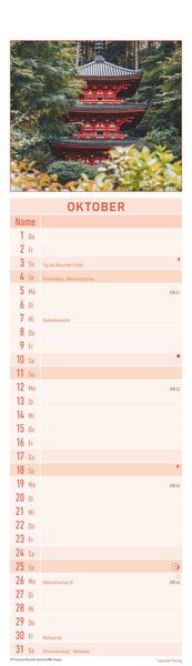 Produktbild: Streifenplaner Mini Zen 2026 - Streifen-Kalender 9,5x33 cm - Harmonie und Achtsamkeit - Wandplaner - Küchenkalender - Alpha Edition