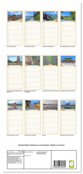 Produktbild: Familienplaner 2026 - Zauberhaftes S&uuml;dkorea Landschaften, St&auml;dte und Kultur mit 5 Spalten (Wandkalender, 21 x 45 cm) CALVENDO