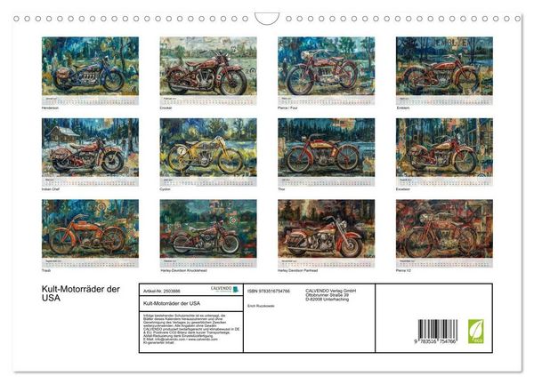 Produktbild: Kult-Motorr&auml;der der USA (Wandkalender 2027 DIN A3 quer), CALVENDO Monatskalender