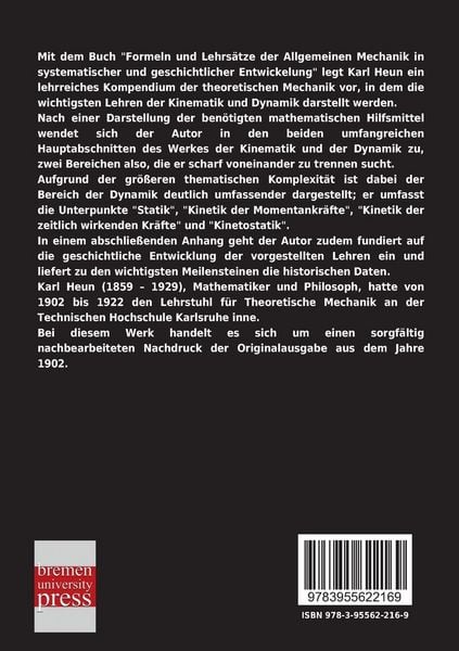 Produktbild: Formeln und Lehrs&auml;tze der Allgemeinen Mechanik
