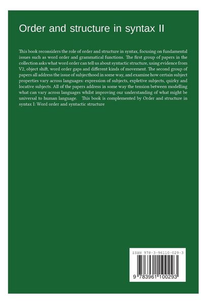 Produktbild: Order and structure in syntax II