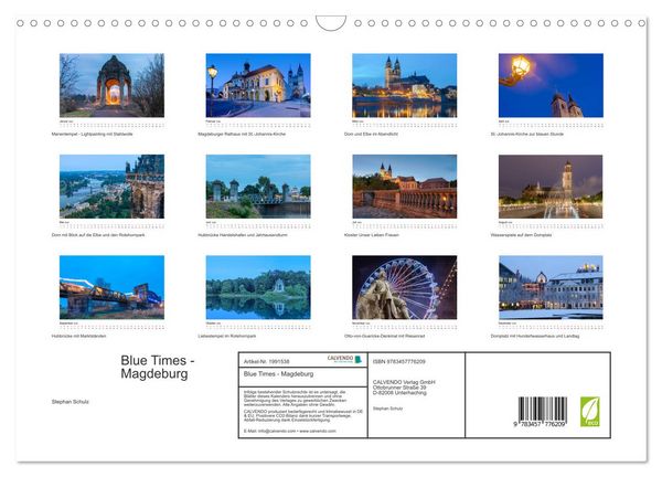 Produktbild: Blue Times - Magdeburg (Wandkalender 2026 DIN A3 quer), CALVENDO Monatskalender
