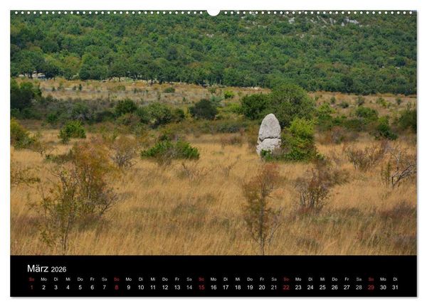 Produktbild: Frankreichs geheimnisvoller S&uuml;den - Dolmen und Menhire im Languedoc-Roussillon (hochwertiger Premium Wandkalender 2026 DIN A2 quer), Kunstdruck in Hochglanz