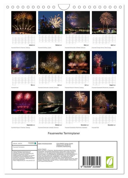 Produktbild: Feuerwerke Terminplaner (Wandkalender 2027 DIN A4 hoch), CALVENDO Monatskalender