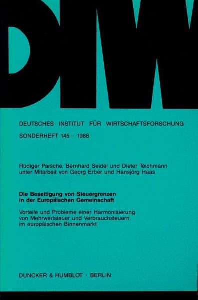 Produktbild: Die Beseitigung von Steuergrenzen in der Europ&auml;ischen Gemeinschaft.