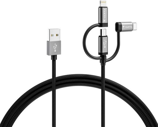 Varta USB-Kabel USB-A Stecker, USB-Micro-B Stecker, USB-C Stecker, Apple Lightning Stecker 2.00 m 57937101111