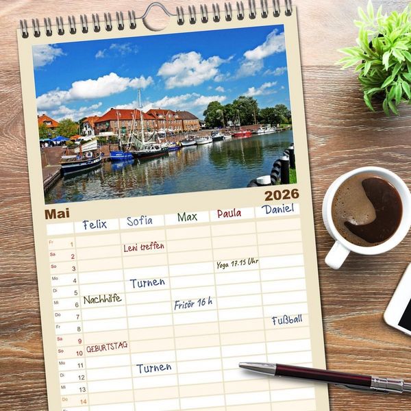 Produktbild: Familienplaner 2026 - Ostfriesland mit 5 Spalten (Wandkalender, 21 x 45 cm) CALVENDO