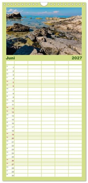 Produktbild: Familienplaner 2027 - Zakynthos und Kefalonia Trauminseln im Ionischen Meer mit 5 Spalten (Wandkalender, 21 x 45 cm) CALVENDO