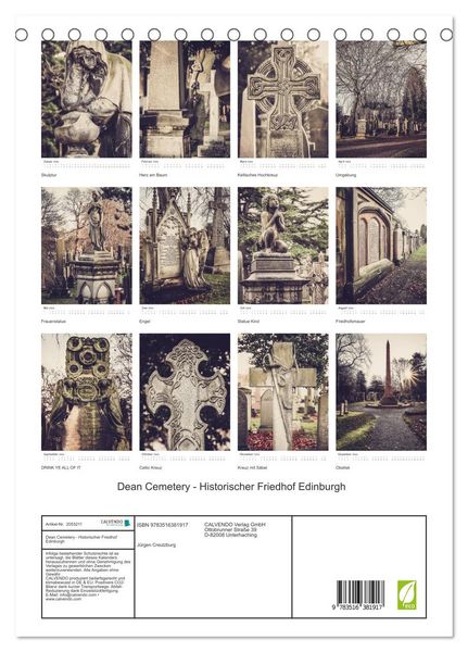 Produktbild: Dean Cemetery - Historischer Friedhof Edinburgh (Tischkalender 2026 DIN A5 hoch), CALVENDO Monatskalender