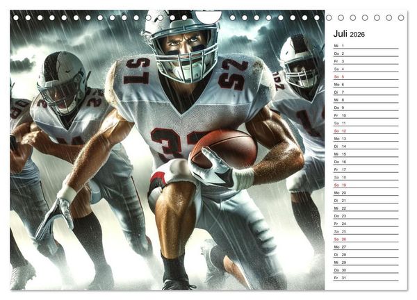 Produktbild: American Football - Durch KI-Technologie zum Leben erweckte Momente (Wandkalender 2026 DIN A4 quer), CALVENDO Monatskalender