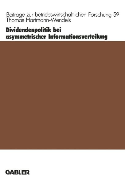 Produktbild: Dividendenpolitik bei asymmetrischer Informationsverteilung