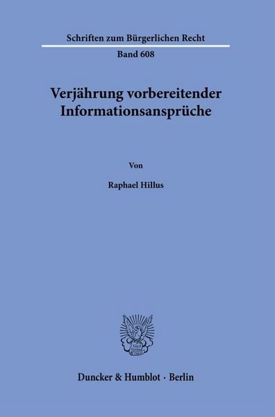 Produktbild: Verj&auml;hrung vorbereitender Informationsanspr&uuml;che